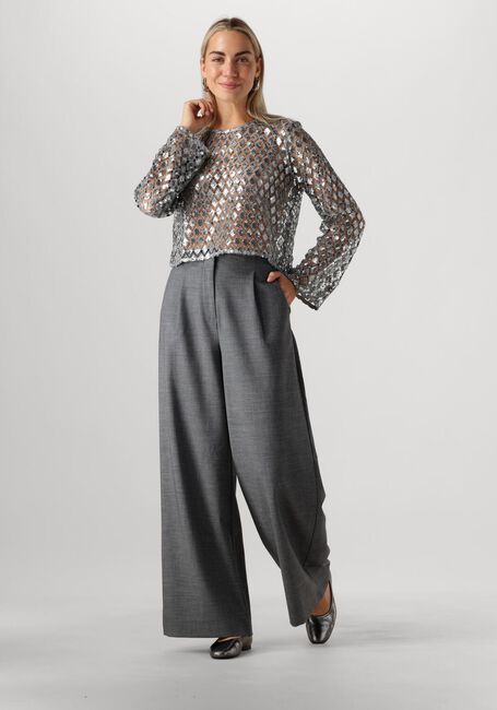 Zilveren OBJECT Top OBJGITTE LO L/S TOP 136 - large