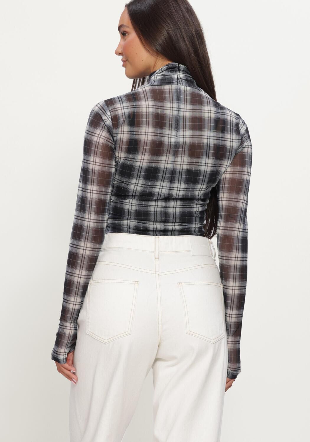 DANTE6 Dames Tops & T-shirts Casha Printed Check Mesh Top Multi
