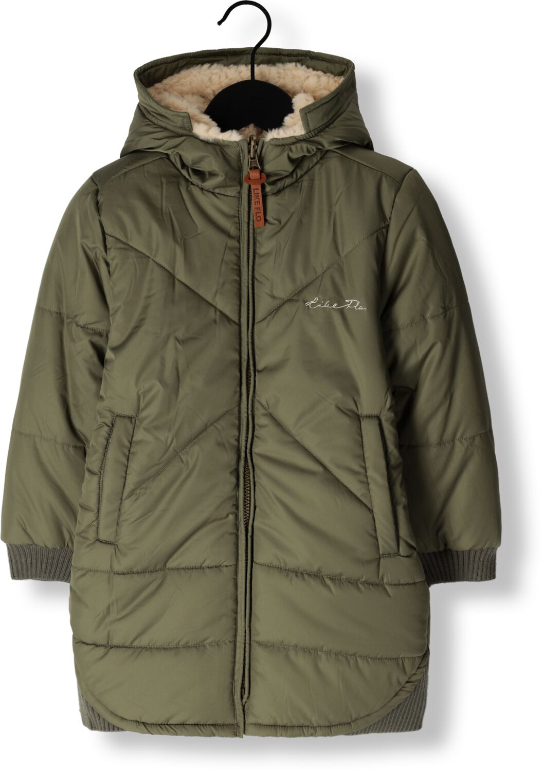 Like Flo reversible gewatteerde winterjas Ariana armygroen beige Meisjes Polyester Capuchon 158 164