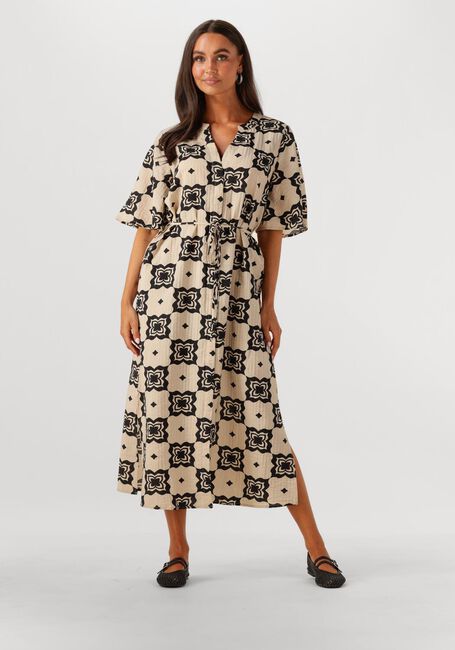 Beige OBJECT Midi jurk OBJELLA RE 2/4 MIDI DRESS 138 - large