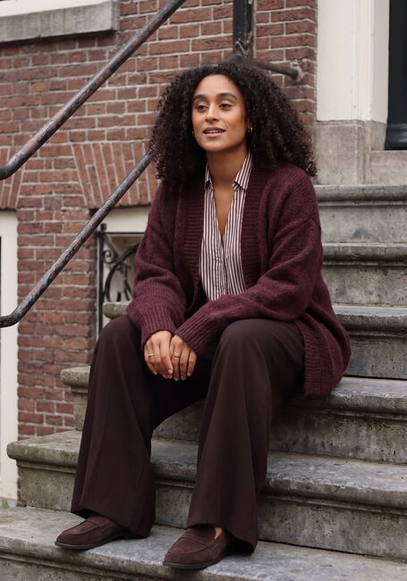 Bruine SUMMUM Wijde broek TROUSERS VISCOSE TWILL - large