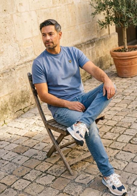 Blauwe PME LEGEND T-shirt TWO TONE TEXTURED STRIPE - large