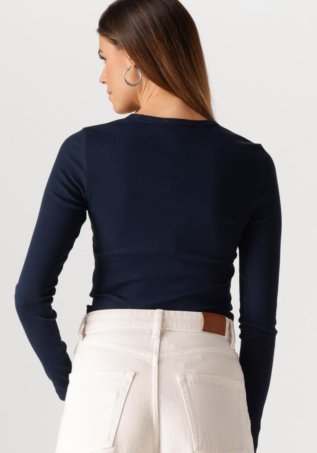 TOMMY JEANS Dames Tops & T-shirts Tjw Slim Ls Badge Tee Ext Donkerblauw