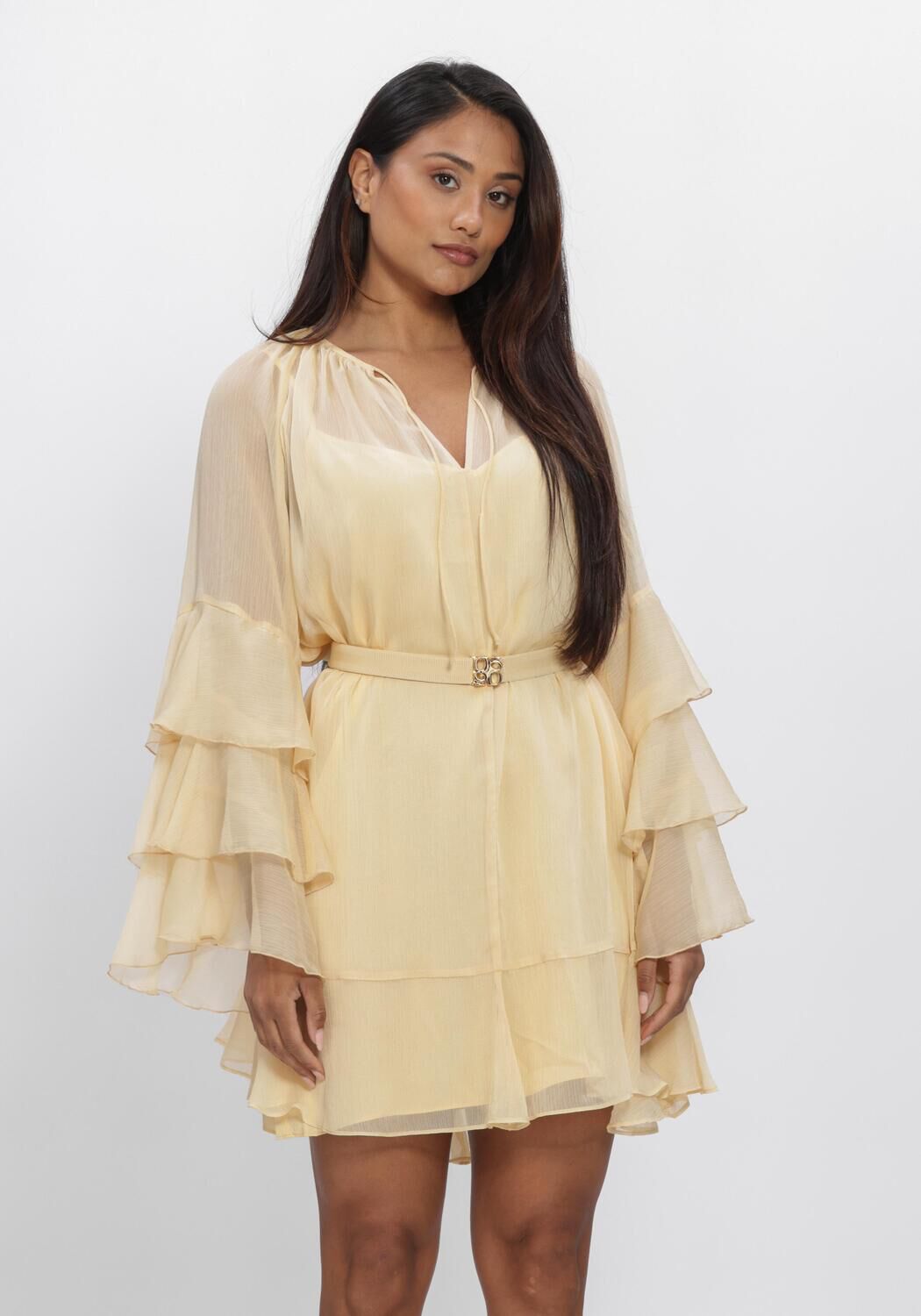 Gele DANTE6 Mini jurk SOLSTICE BOHO CHIFFON SHORT DRESS - large