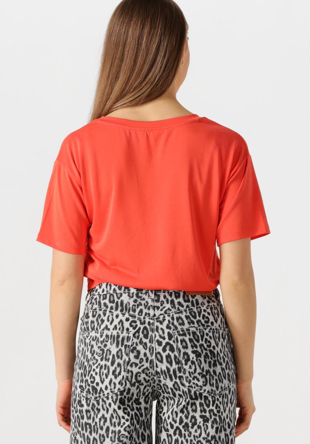 OBJECT Dames Tops & T-shirts Objannie Re S s V-neck Top Oranje