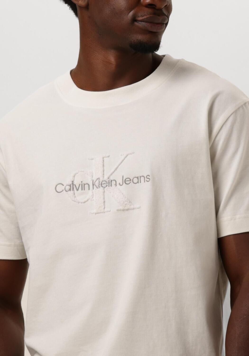 CALVIN KLEIN Heren Polo's & T-shirts Chenille Monologo Tee Wit