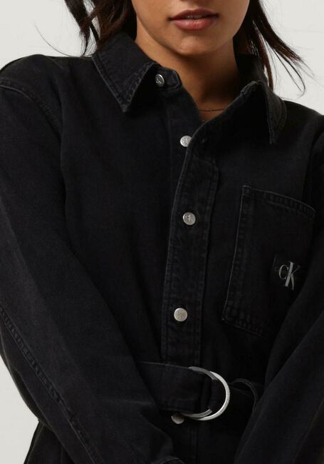 Zwarte CALVIN KLEIN Mini jurk BELTED UTILITY DENIM SHIRT DRESS - large
