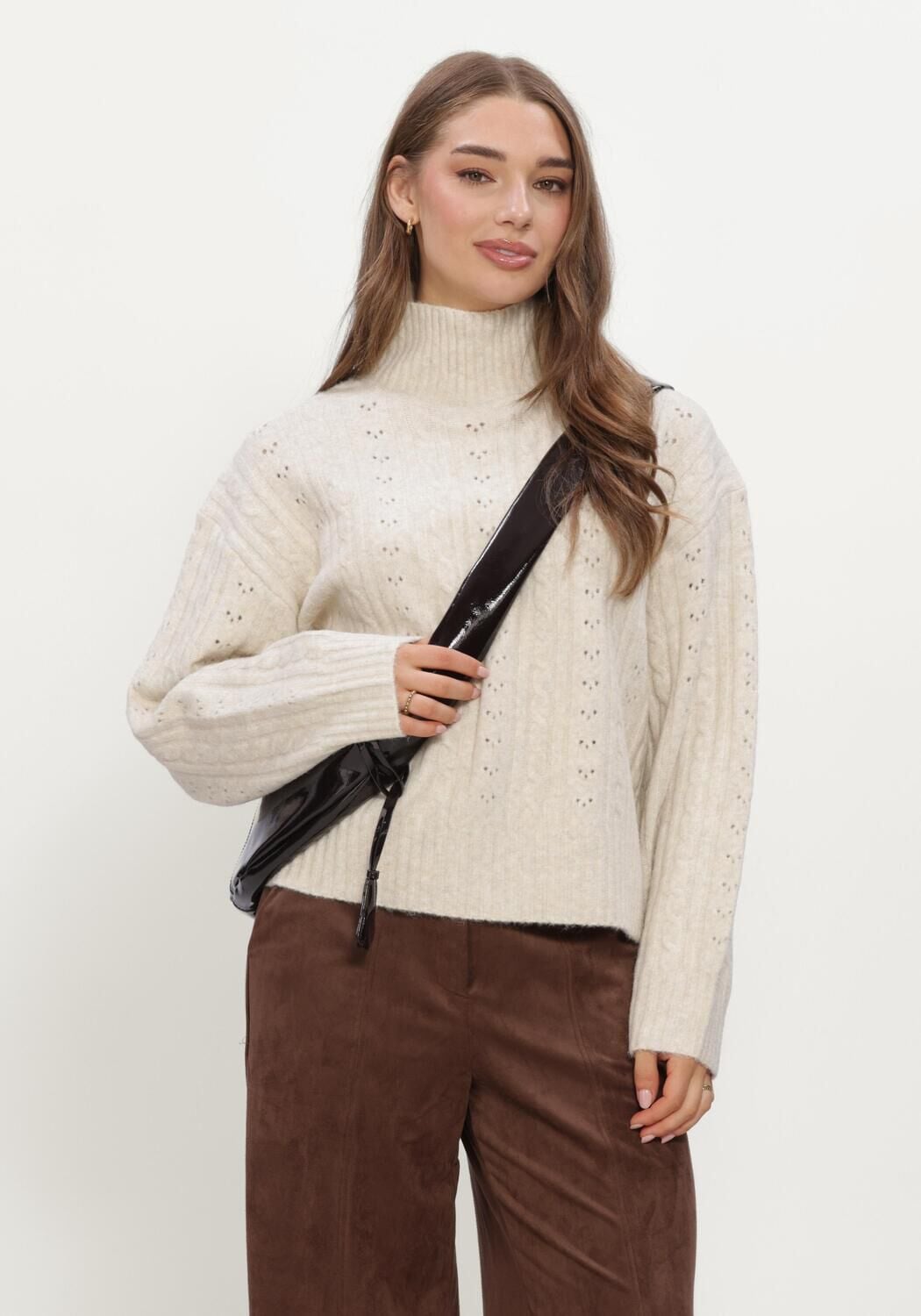 NEO NOIR Dames Truien & Vesten Anda Cable Knit Blouse Creme