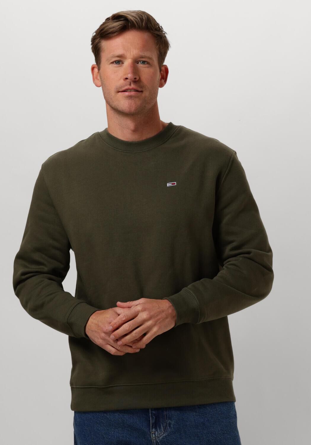 TOMMY JEANS Heren Truien & Vesten Tjm Reg S Flag Crew Donkergroen
