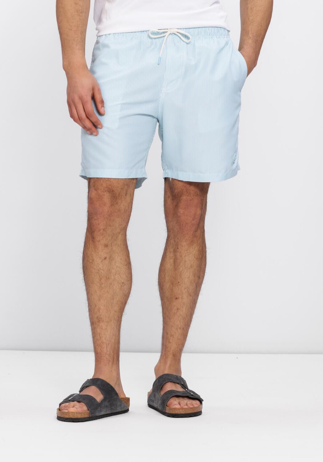 Lichtblauwe SHIWI Zwembroeken MIKE SWIM SHORTS 7 INCH FINE STRIPE - large