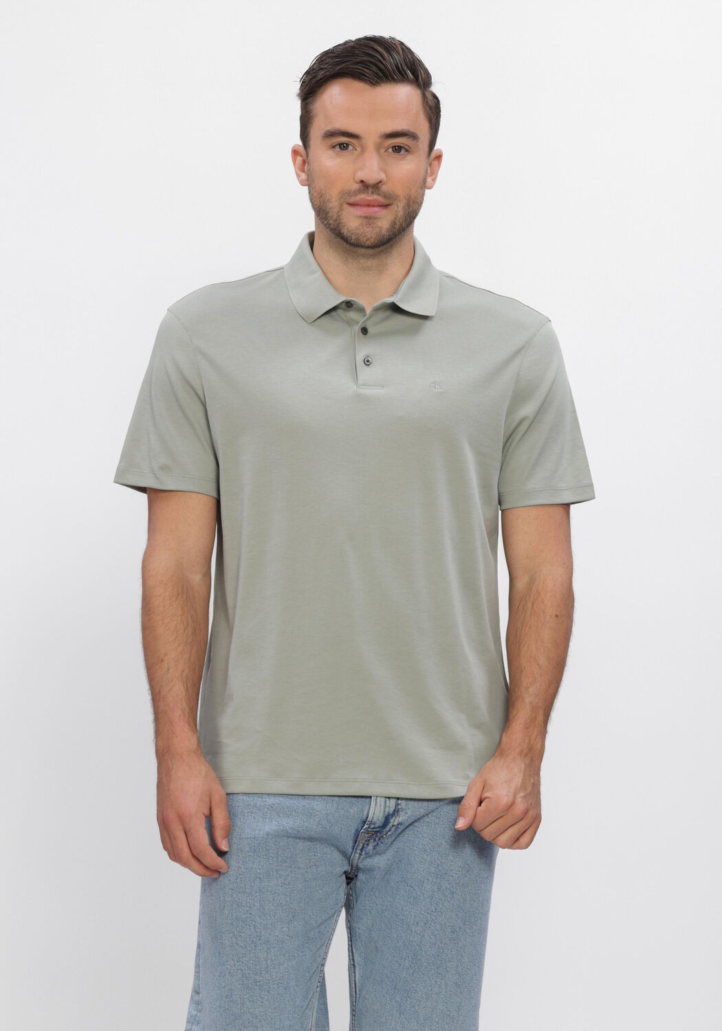 Groene CALVIN KLEIN Polo SS SUPIMA CHEST EMB POLO - large