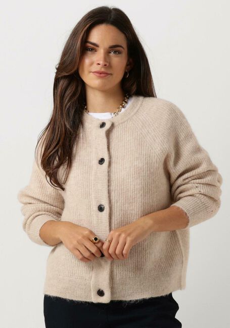 Beige SELECTED FEMME Vest LULU LS KNIT SHORT CARDIGAN - large