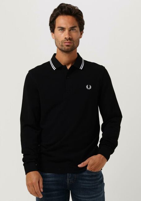 Zwarte FRED PERRY Polo LS TWIN TIPPED SHIRT - large