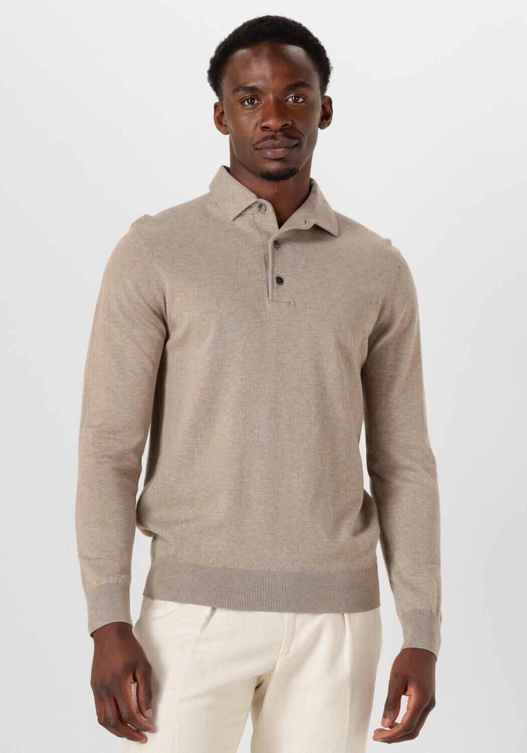 PROFUOMO Heren Truien & Vesten Polo Onepiece Luxury Basic Beige