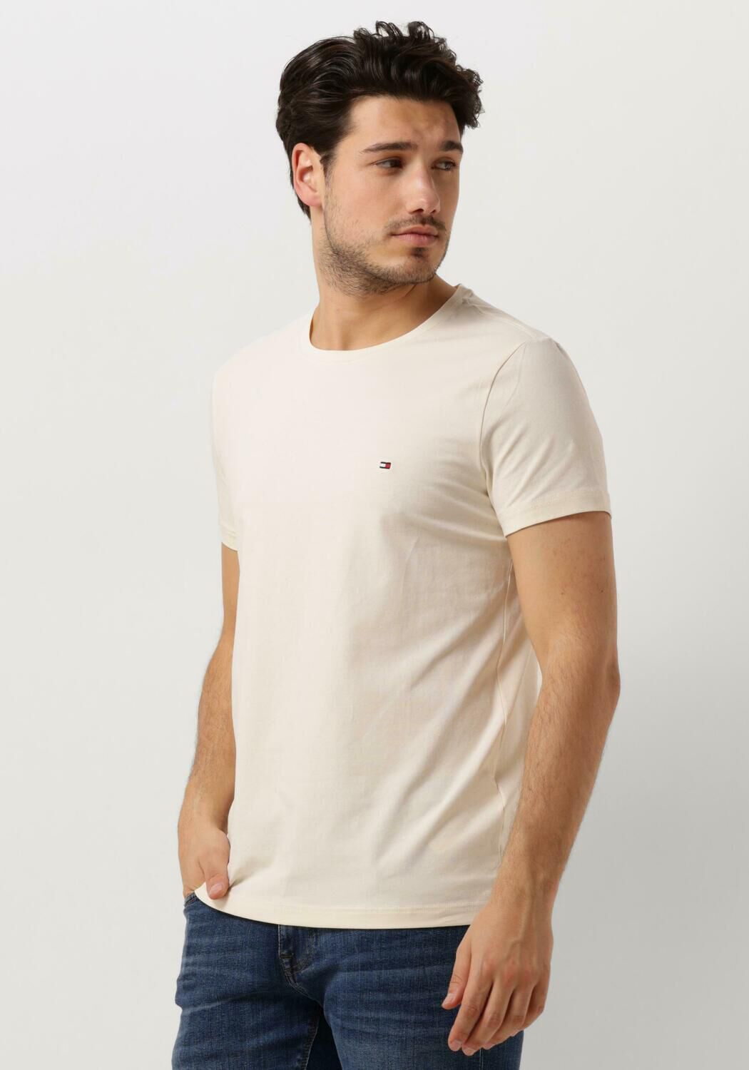 TOMMY HILFIGER Heren Polo's & T-shirts Stretch Slim Fit Tee Beige