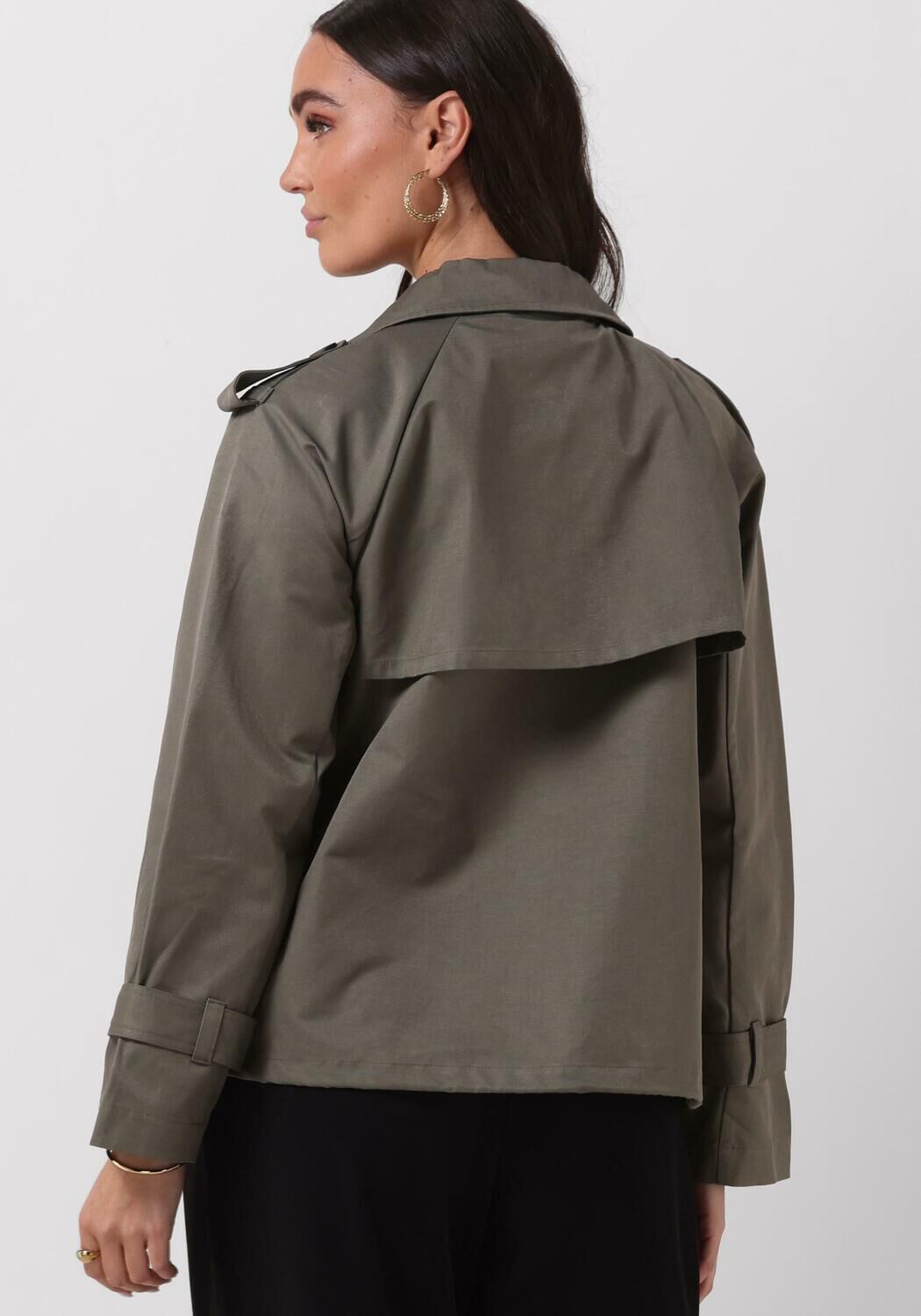 MY ESSENTIAL WARDROBE Dames Jassen Miramw Short Trenchcoat Olijf