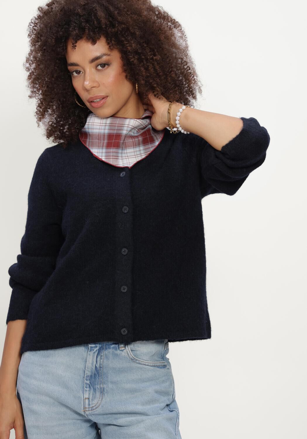 Donkerblauwe SELECTED WOMEN Trui SLFLULU NEW LS KNIT CARDIGAN - large