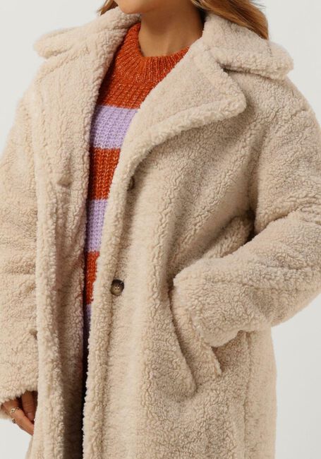 Beige NOTRE-V Teddy jas TEDDY COAT LONG - large