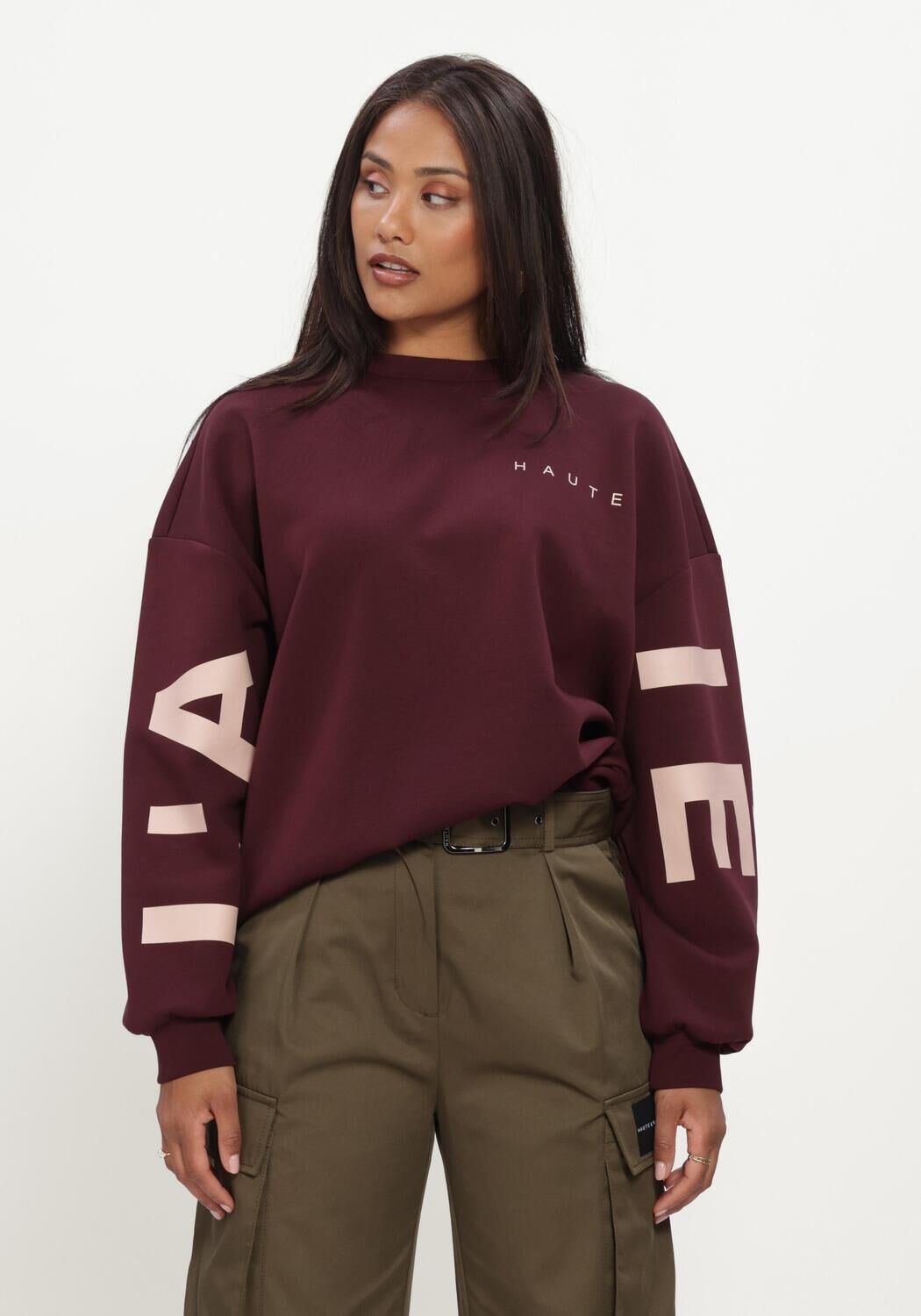 Bordeaux HAUTE L'AMITI&Eacute; Truien/vesten MAXI SPLIT LOGO SWEAT - large