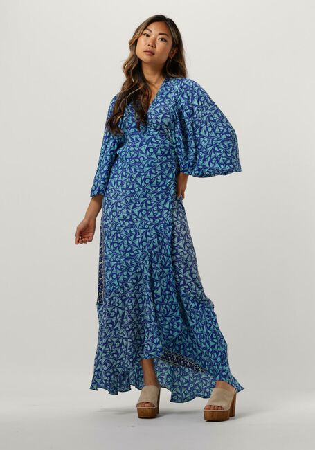 Blauwe SISSEL EDELBO Maxi jurk ZELDA WRAP DRESS - large