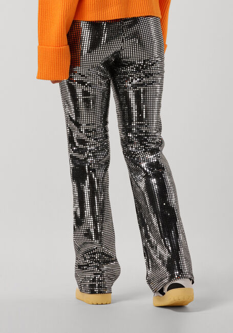 Zilveren CO'COUTURE Flared broek MIRROR FLARE PANT - large