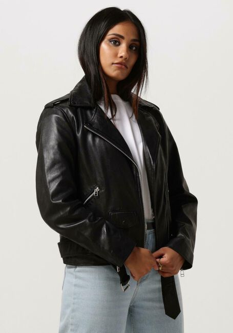 Zwarte CATWALK JUNKIE Leren jas JK BIKER BABE - large