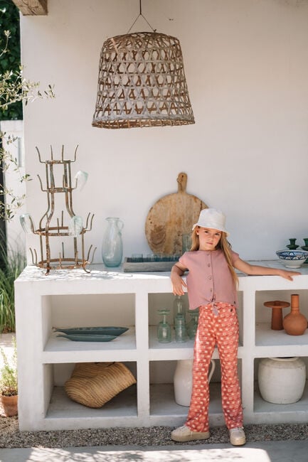 Rode LIKE FLO Flared broek FLOOR AOP FLARED PANTS - large