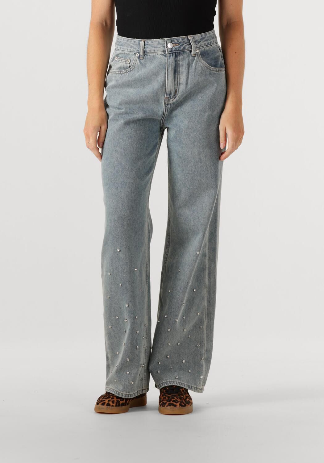 ALIX THE LABEL Dames Jeans Ladies Woven Embellished Denim Pants Blauw