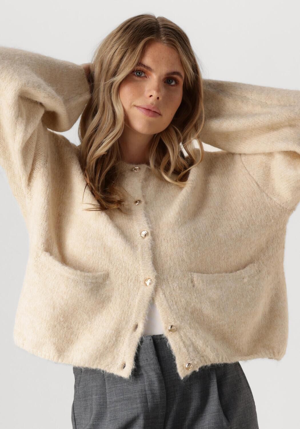 OBJECT Dames Truien & Vesten Objsaggia Lo L s Knit Cardigan Gebroken Wit