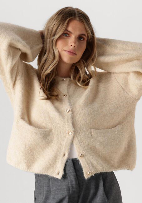 Gebroken wit OBJECT Vest OBJSAGGIA LO L/S KNIT CARDIGAN - large