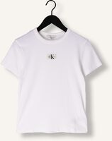 Witte CALVIN KLEIN T-shirt WOVEN LABEL RIB REGULAR TEE Witte CALVIN KLEIN T-shirt WOVEN LABEL RIB REGULAR TEE - medium