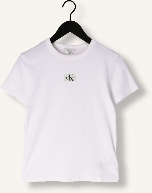 Witte CALVIN KLEIN T-shirt WOVEN LABEL RIB REGULAR TEE Witte CALVIN KLEIN T-shirt WOVEN LABEL RIB REGULAR TEE - large