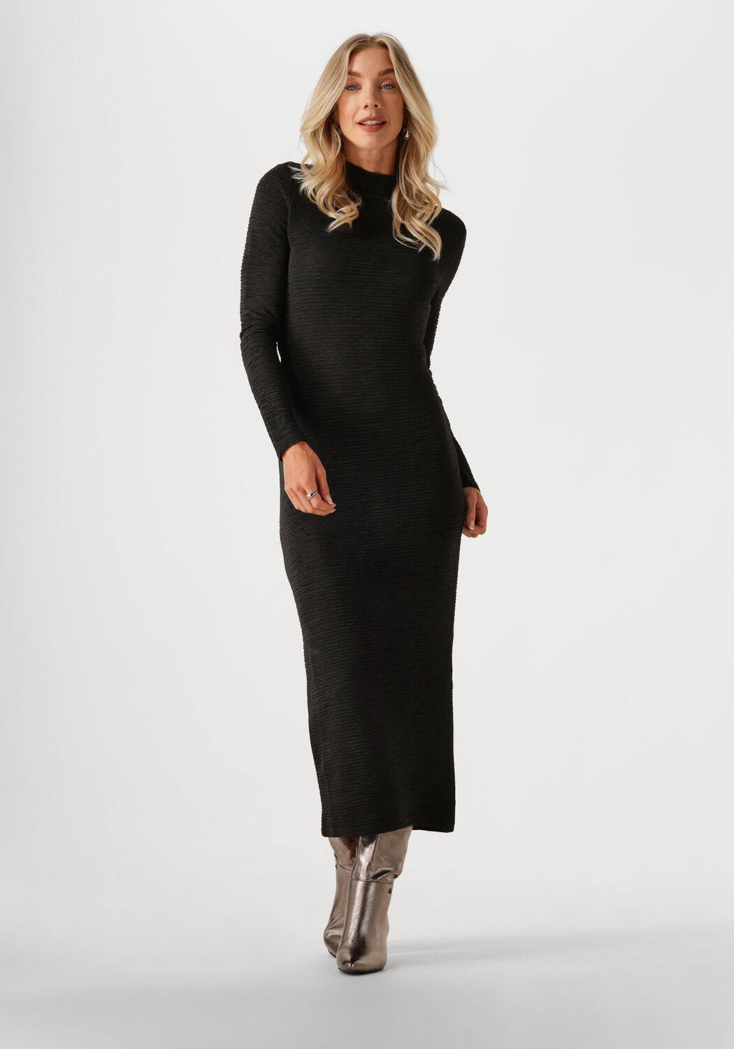 Ydence Zwarte Midi Jurk voor Vrouwen Black Dames