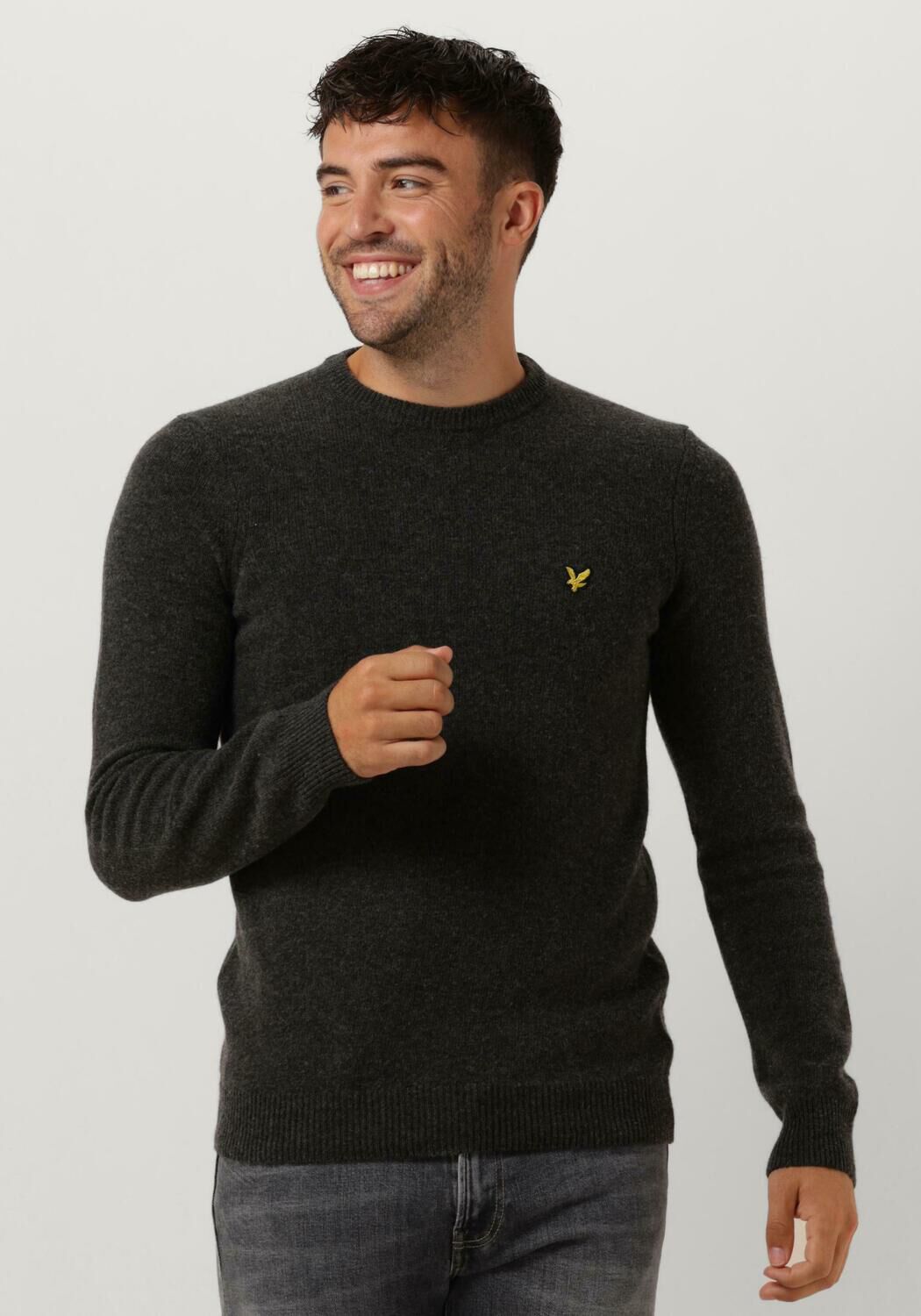 LYLE & SCOTT Heren Truien & Vesten Crew Neck Lambswool Blend Jumper Donkergrijs