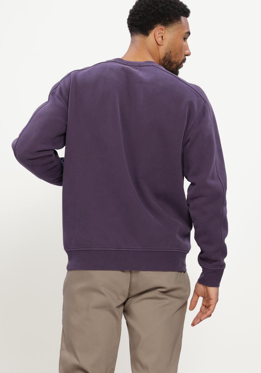 Paarse CAST IRON Trui CREWNECK RELAXED FIT PEACHED OVERDYED - large