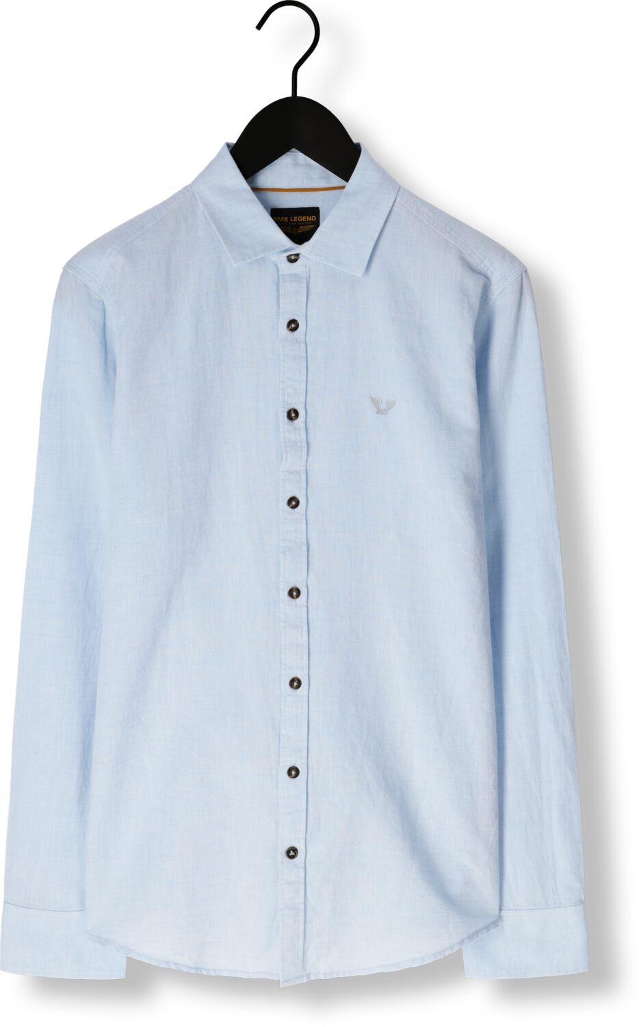 PME LEGEND Heren Overhemden Long Sleeve Shirt Cotton Linen 2 Tone Blauw