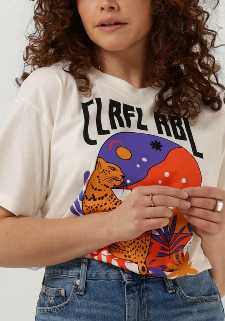 Gebroken wit COLOURFUL REBEL T-shirt PANTHER MOON LOOSEFIT TEE - large