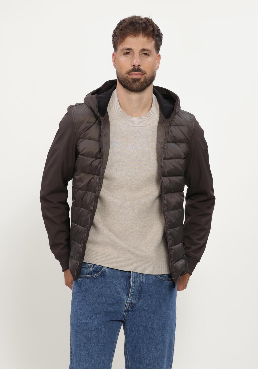 Bruine AIRFORCE Gewatteerde jas HOODED COVE JACKET - large