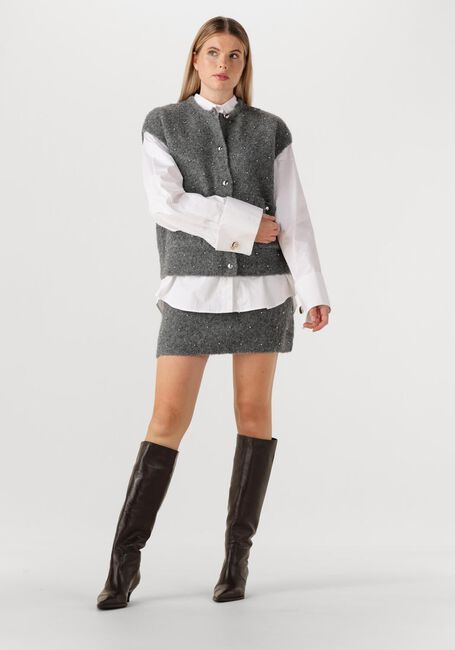 Grijze STUDIO AR Vest IDONY STUDS BOUCLE KNIT - large
