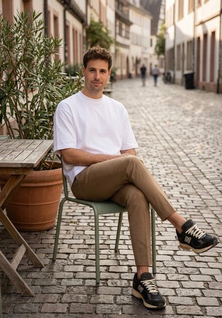 Witte SELECTED MEN T-shirt SLHLOOSEOSCAR SS O-NECK TEE NOOS - large