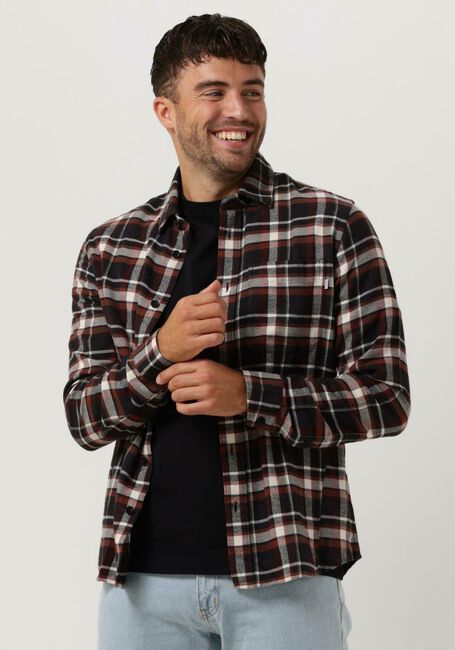 Bruine CAST IRON Casual overhemd LONG SLEEVE SHIRT BRUSHED YARN DYED CHECK - large