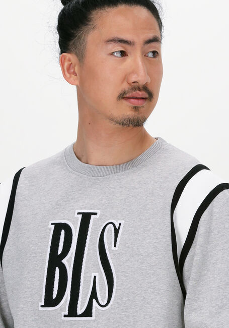 Lichtgrijze BLS HAFNIA Sweater OG LOGO APPLIQUE CREWNECK - large