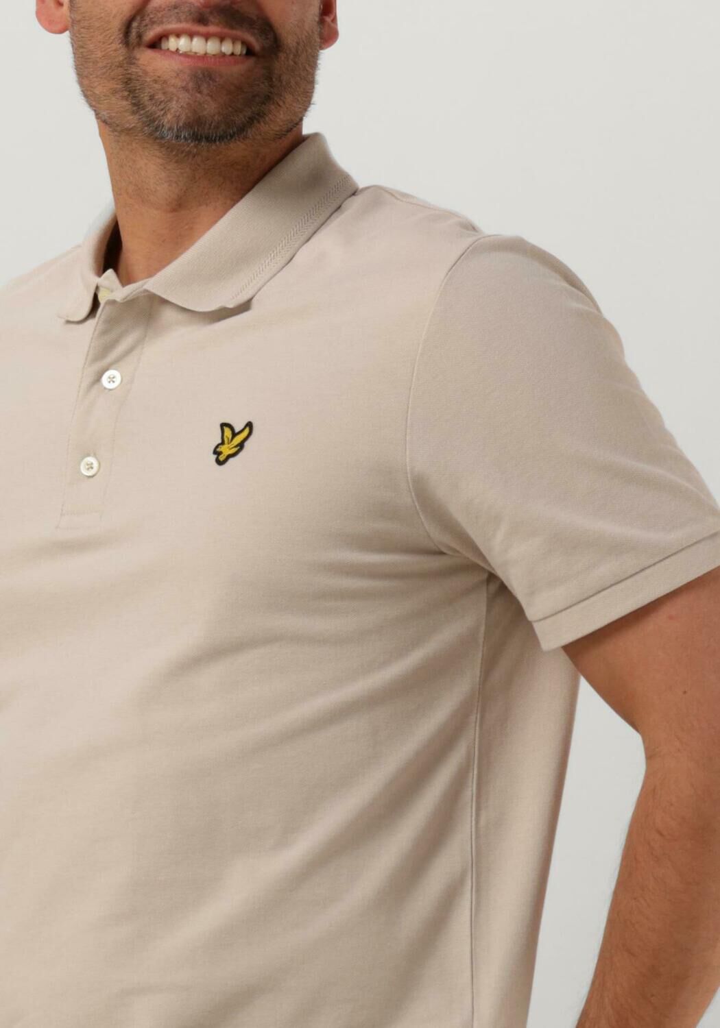 beige lyle scott polo crest tipped polo shirt