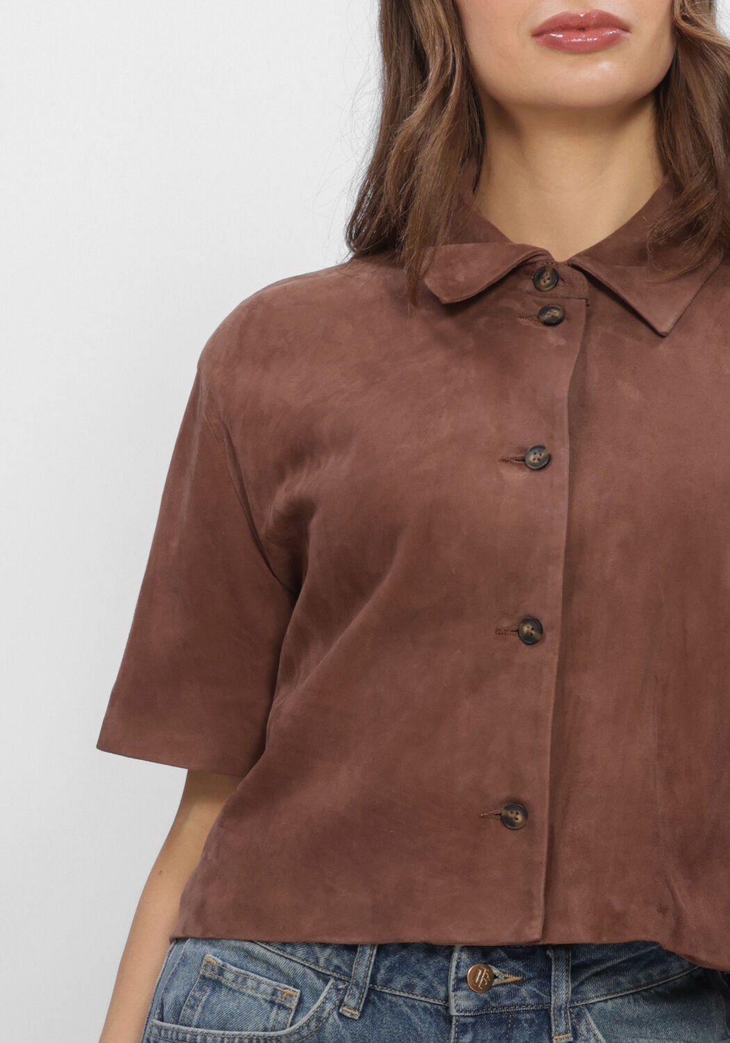 Bruine STUDIO AR Jassen EVELINE GOAT SUEDE - large