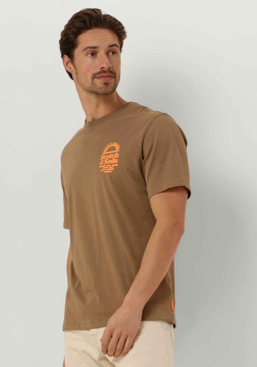 SCOTCH & SODA Heren Polo's & T-shirts Left Chest Artwork T-shirt Khaki
