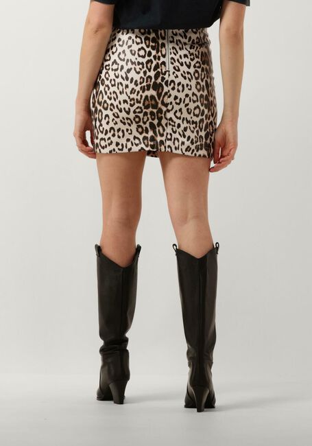 Bruine ALIX THE LABEL Minirok LADIES WOVEN LEOPARD FAUX LEATHER SKIRT - large