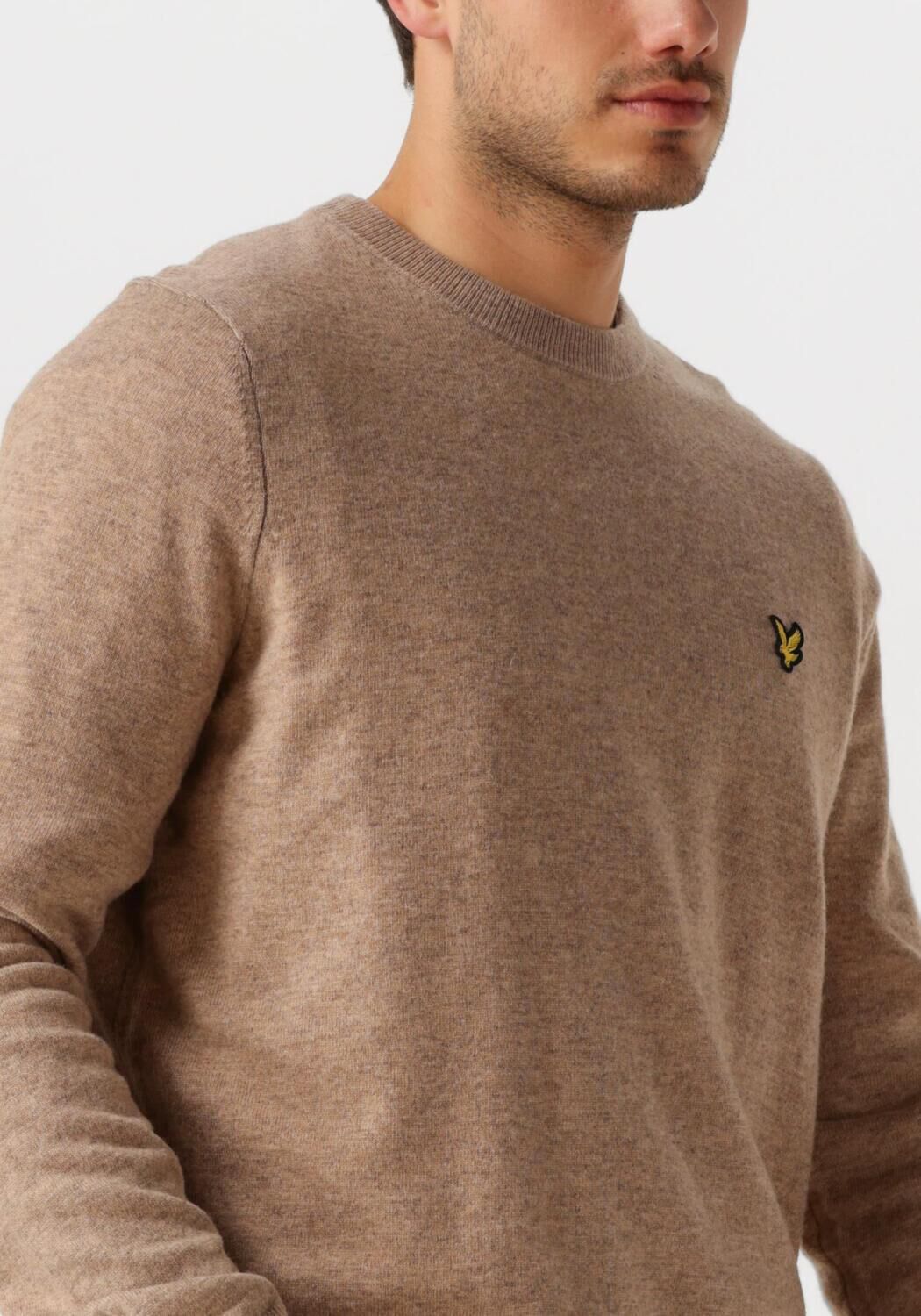 LYLE & SCOTT Heren Truien & Vesten Lambswool Blend Crew Neck Jumper Taupe