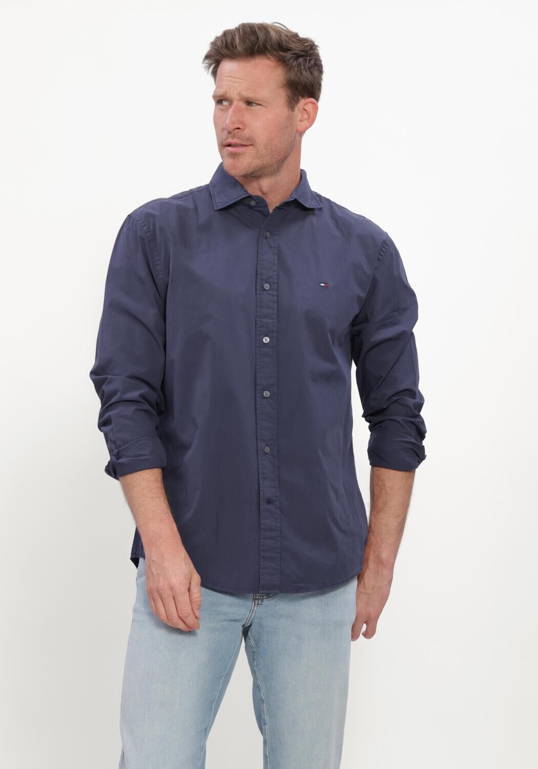 Donkerblauwe TOMMY HILFIGER Casual overhemd GMD POPLIN SEMI SPREAD RF SHT - large