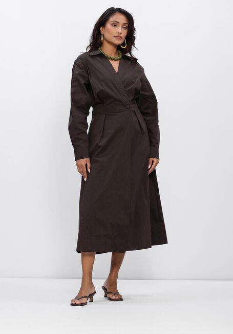 Bruine NEO NOIR Midi jurk OTTANA POPLIN DRESS - large