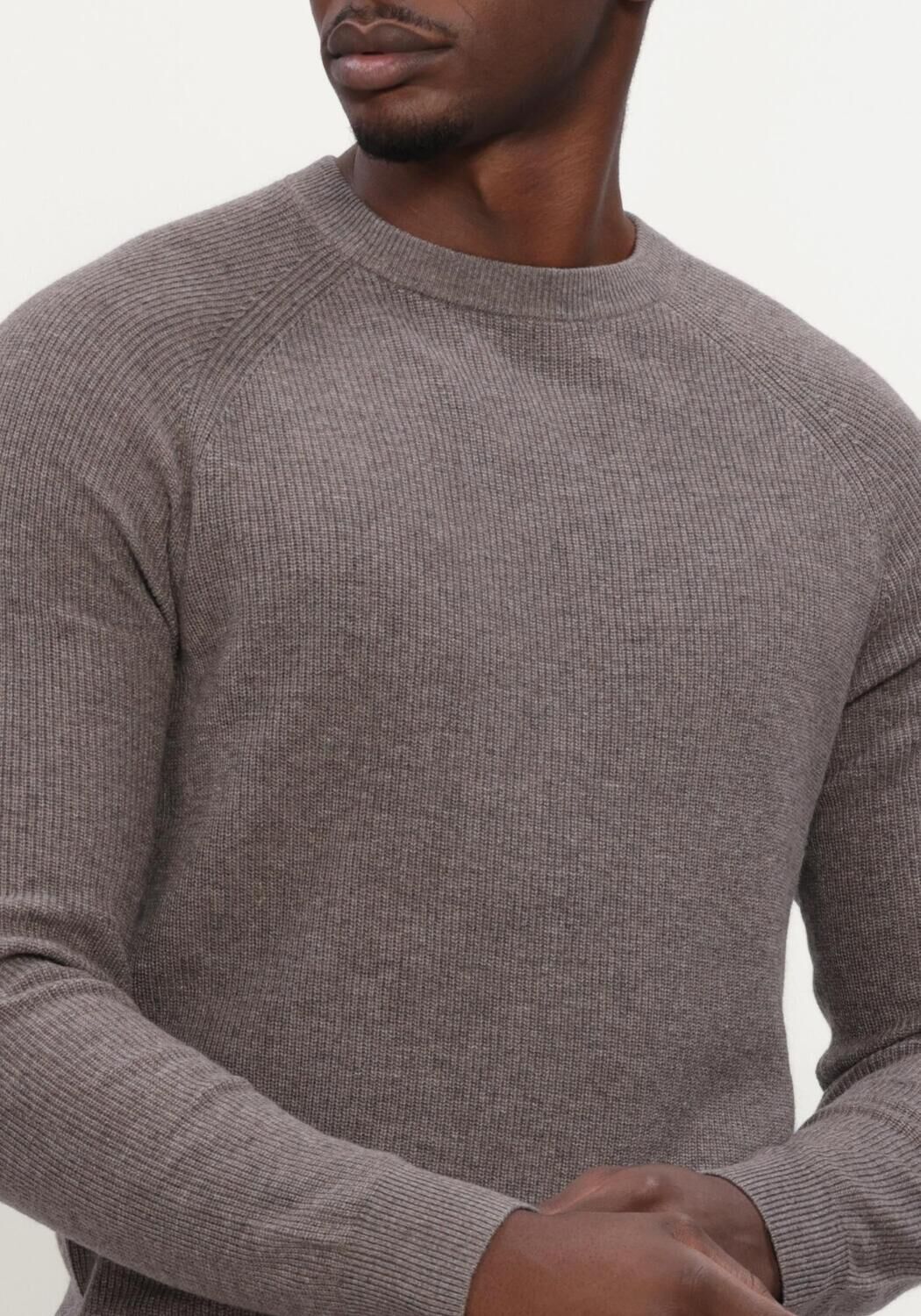 Taupe GENTILUOMO Trui ROUND LS - large